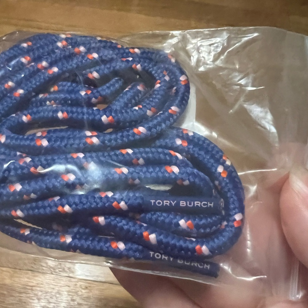 Tory Burch Multicolor Woven Cotton Shoelaces / Blue Novelty Shoelaces - Picture 3 of 3